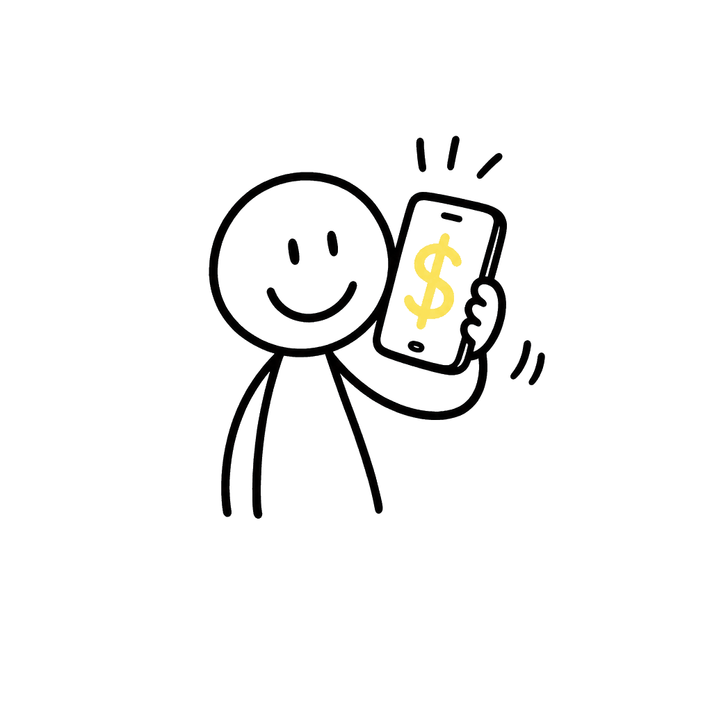 Phone with a dollar sign doodle