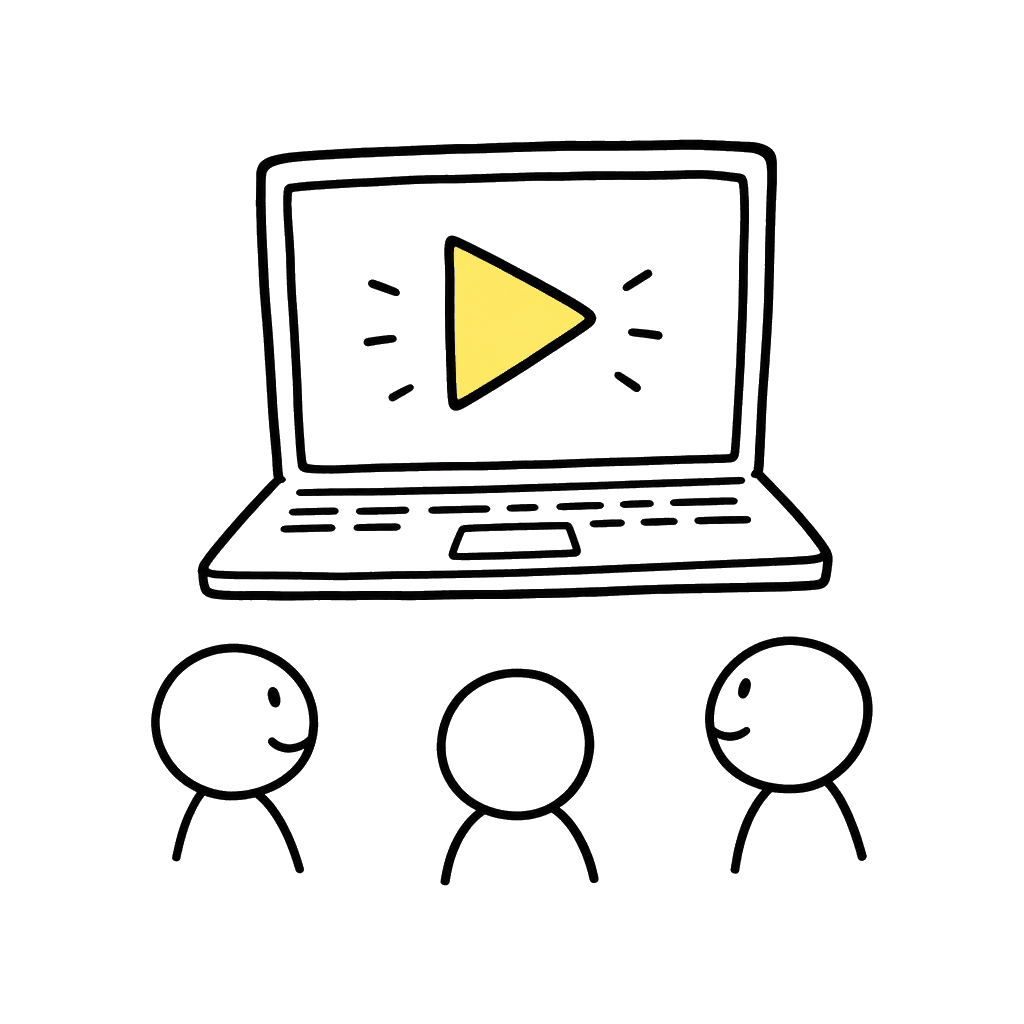 Laptop with a play button doodle